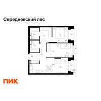 Планировка двухкомнатной(квартира) площадью 58.3 квадратных метров в “ЖК Середневский лес”