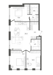 Планировка трехкомнатной(квартира) площадью 81.3 квадратных метров в ЖК “ЖК Pave (Пэйв)”