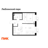 Планировка однокомнатной(квартира) площадью 35.4 квадратных метров в “ЖК Люблинский парк”