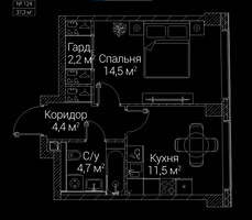 Планировка однокомнатной(квартира) площадью 37.3 квадратных метров в “ЖК СЕЗАР БУДУЩЕЕ”