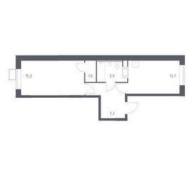 Планировка однокомнатной(квартира) площадью 40.2 квадратных метров в ЖК “ЖК Цветочные Поляны”