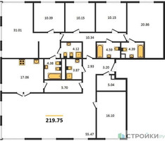 Планировка 4+ комнатной(квартира) площадью 219.75 квадратных метров в “Квартал Foriver”