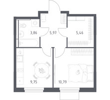 Планировка однокомнатной(квартира) площадью 35.83 квадратных метров в “ЖК Мытищи Парк”