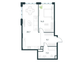 Планировка однокомнатной(квартира) площадью 60.1 квадратных метров в “ЖК Левел Южнопортовая”