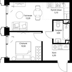 Планировка однокомнатной(квартира) площадью 38 квадратных метров в ЖК “ЖК СЕТ”