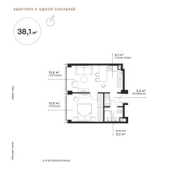 Планировка однокомнатной(квартира) площадью 38.14 квадратных метров в ЖК “ЖК Symphony 34 (Симфония 34)”