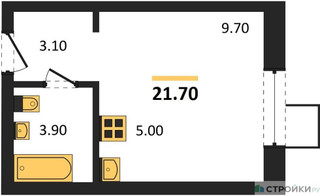 Планировка студии(квартира) площадью 21.7 квадратных метров в “ЖК Лесная Отрада”