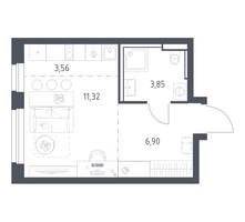 Планировка студии(квартира) площадью 25.63 квадратных метров в “ЖК Квартал Строгино”