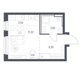 Планировка студии(квартира) площадью 25.63 квадратных метров в ЖК “ЖК Квартал Строгино”