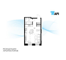 Планировка однокомнатной(апартаменты) площадью 39.3 квадратных метров в “ЖК Резиденции Архитекторов”
