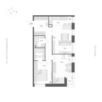 Планировка трехкомнатной(апартаменты) площадью 66.8 квадратных метров в “ЖК ARTEL (Артель)”