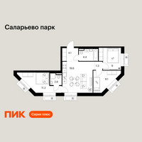 Планировка трехкомнатной(квартира) площадью 60.3 квадратных метров в “ЖК Саларьево парк”