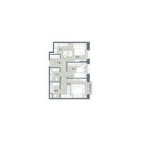 Планировка трехкомнатной(квартира) площадью 59.4 квадратных метров в “ЖК Станиславский”