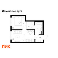 Планировка однокомнатной(квартира) площадью 31.9 квадратных метров в “ЖК Ильинские луга”