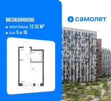 Планировка студии(квартира) площадью 22.28 квадратных метров в “ЖК Молжаниново”