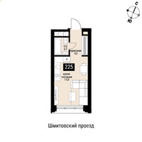 Планировка однокомнатной(квартира) площадью 23.9 квадратных метров в “ЖК Шелепиха (Cosmopolit)”