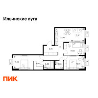 Планировка трехкомнатной(квартира) площадью 81.04 квадратных метров в “ЖК Ильинские луга”