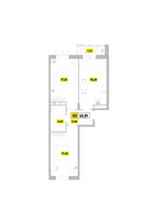 Планировка трехкомнатной(квартира) площадью 65.81 квадратных метров в “ЖК Радость (Радумля Парк)”