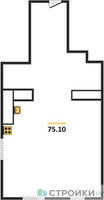 Планировка однокомнатной(квартира) площадью 75.1 квадратных метров в “ЖК Лайм”