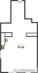 Планировка однокомнатной(квартира) площадью 75.1 квадратных метров в ЖК “ЖК Лайм”