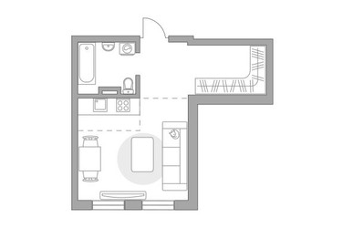 Планировка студии(квартира) площадью 28.45 квадратных метров в ЖК “ЖК Аникеевский”
