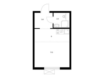 Планировка студии(квартира) площадью 23.6 квадратных метров в ЖК “ЖК Люблинский парк”
