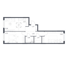 Планировка двухкомнатной(квартира) площадью 59.97 квадратных метров в “ЖК Пригород Лесное”