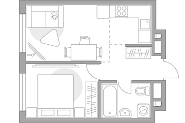 Планировка двухкомнатной(квартира) площадью 37.01 квадратных метров в ЖК “ЖК BeLuck Коломенское”