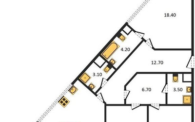 Планировка трехкомнатной(квартира) площадью 97 квадратных метров в ЖК “ЖК Voxhall (Воксхолл)”