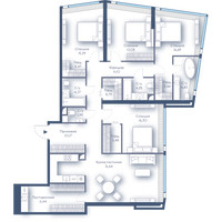 Планировка 4+ комнатной(квартира) площадью 158.52 квадратных метров в “ЖК Дом Дау”