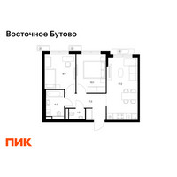 Планировка двухкомнатной(квартира) площадью 50.2 квадратных метров в “ЖК Восточное Бутово”