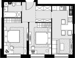 Планировка двухкомнатной(квартира) площадью 55.3 квадратных метров в “ЖК MALEVICH (Малевич)”