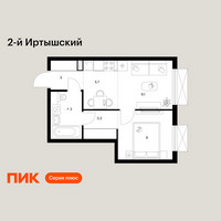 Планировка однокомнатной(квартира) площадью 34.4 квадратных метров в “ЖК 2-й Иртышский”