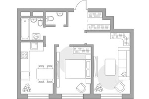 Планировка двухкомнатной(квартира) площадью 55.47 квадратных метров в “ЖК Живописный”