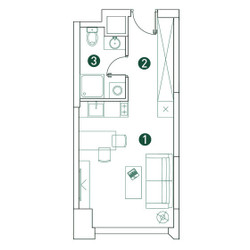 Планировка студии(квартира) площадью 26.2 квадратных метров в ЖК “ЖК Вэри на Ботанической”