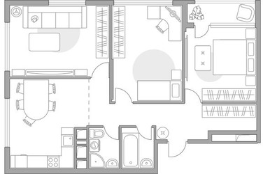 Планировка трехкомнатной(квартира) площадью 85.4 квадратных метров в ЖК “ЖК Бригантина”