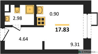 Планировка студии(апартаменты) площадью 17.83 квадратных метров в “ЖК N’ICE LOFT (Найс Лофт)”