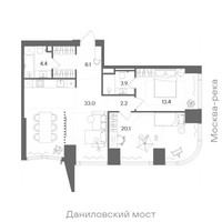 Планировка двухкомнатной(квартира) площадью 86.3 квадратных метров в “ЖК СТОУН Блик”
