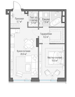 Планировка 4+ комнатной(квартира) площадью 72.4 квадратных метров в “Дом Палашевский 11”