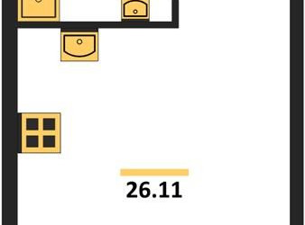 Планировка студии(квартира) площадью 26.11 квадратных метров в ЖК “ЖК Дмитровское небо”
