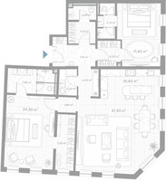 Планировка двухкомнатной(квартира) площадью 140 квадратных метров в “ЖК Николь”