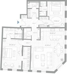 Планировка двухкомнатной(квартира) площадью 140 квадратных метров в ЖК “ЖК Николь”