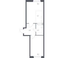 Планировка однокомнатной(квартира) площадью 46.6 квадратных метров в “ЖК ЭкоБунино (Южное Бунино)”