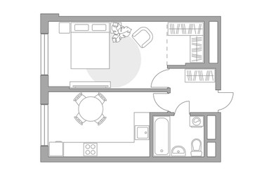 Планировка однокомнатной(квартира) площадью 38.34 квадратных метров в ЖК “ЖК Императорские Мытищи”