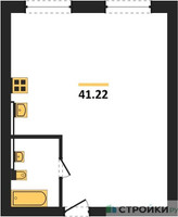 Планировка однокомнатной(квартира) площадью 41.22 квадратных метров в “ЖК Парк Апрель”