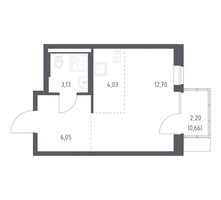 Планировка студии(квартира) площадью 26.57 квадратных метров в “ЖК Подольские кварталы”
