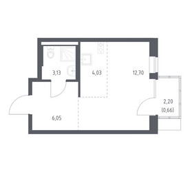 Планировка студии(квартира) площадью 26.57 квадратных метров в ЖК “ЖК Подольские кварталы”