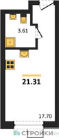 Планировка студии(квартира) площадью 21.31 квадратных метров в “ЖК Citimix (СитиМикс)”