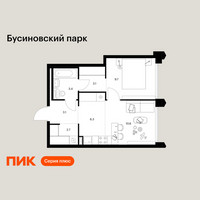 Планировка однокомнатной(квартира) площадью 38.9 квадратных метров в “ЖК Бусиновский парк”