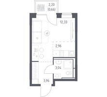 Планировка студии(квартира) площадью 22.95 квадратных метров в “ЖК Богдановский Лес”